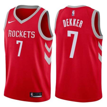 Red Classic Sam Dekker Twill Basketball Jersey -Rockets #7 Dekker Twill Jerseys, FREE SHIPPING