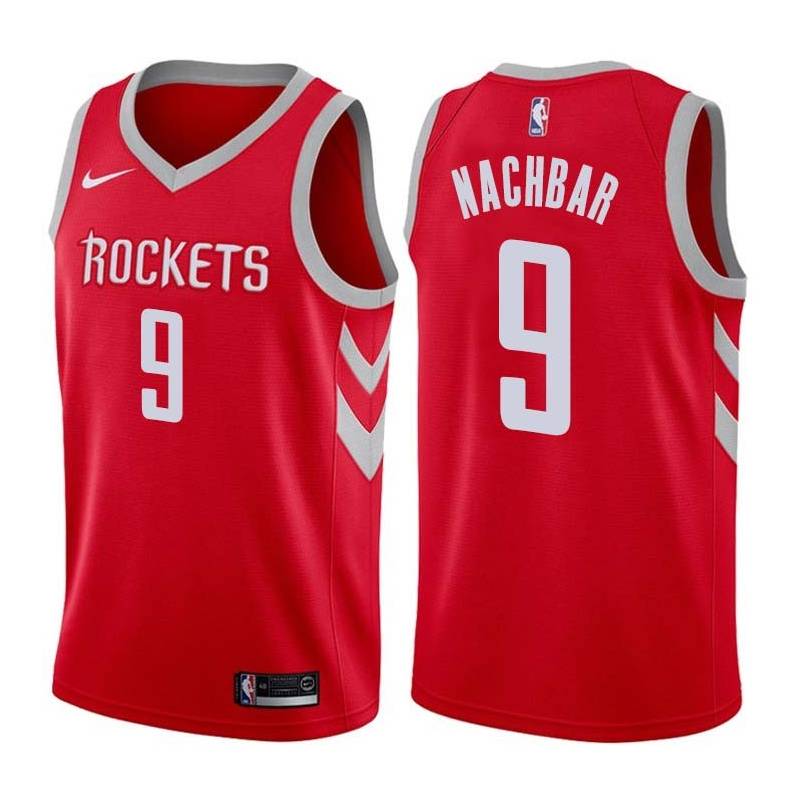 Red Classic Bostjan Nachbar Twill Basketball Jersey -Rockets #9 Nachbar Twill Jerseys, FREE SHIPPING