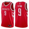 Red Classic Jonny Flynn Twill Basketball Jersey -Rockets #9 Flynn Twill Jerseys, FREE SHIPPING