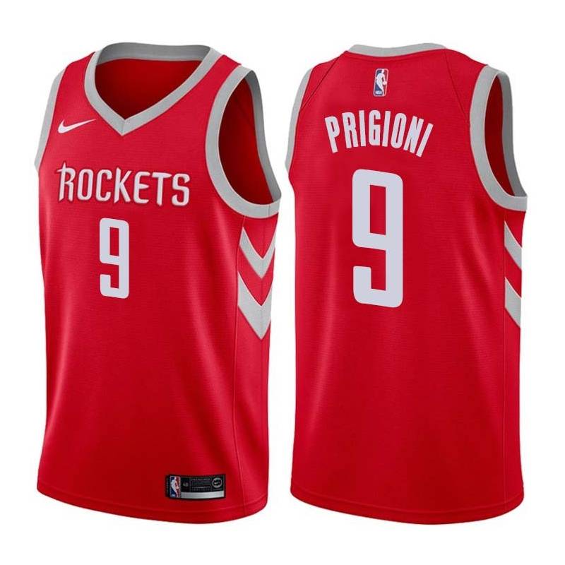 Red Classic Pablo Prigioni Twill Basketball Jersey -Rockets #9 Prigioni Twill Jerseys, FREE SHIPPING