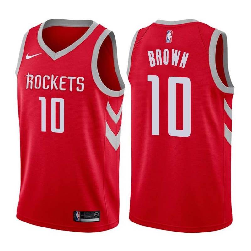 Red Classic Tierre Brown Twill Basketball Jersey -Rockets #10 Brown Twill Jerseys, FREE SHIPPING