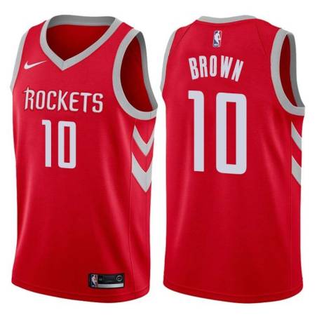 Red Classic Tierre Brown Twill Basketball Jersey -Rockets #10 Brown Twill Jerseys, FREE SHIPPING