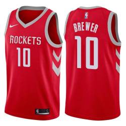 Red Classic Ronnie Brewer Twill Basketball Jersey -Rockets #10 Brewer Twill Jerseys, FREE SHIPPING