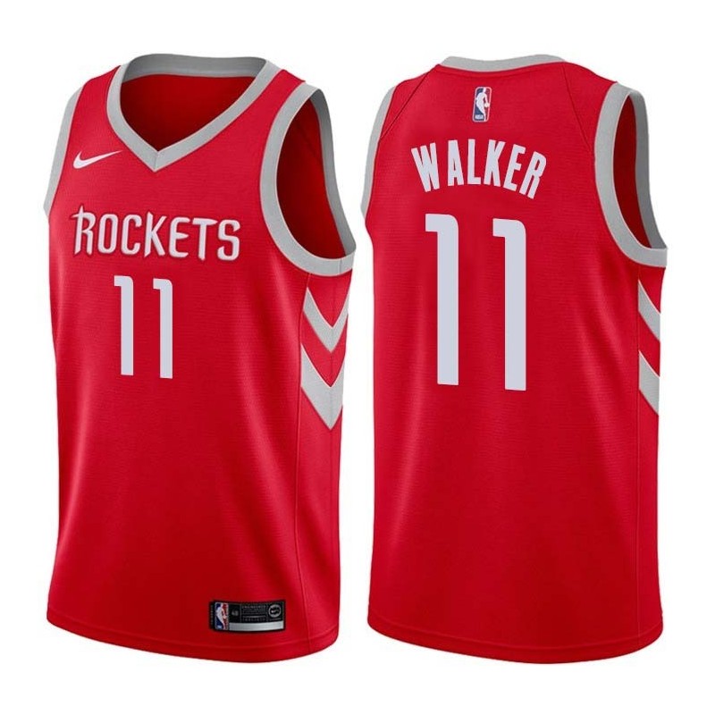 Red Classic Jimmy Walker Twill Basketball Jersey -Rockets #11 Walker Twill Jerseys, FREE SHIPPING