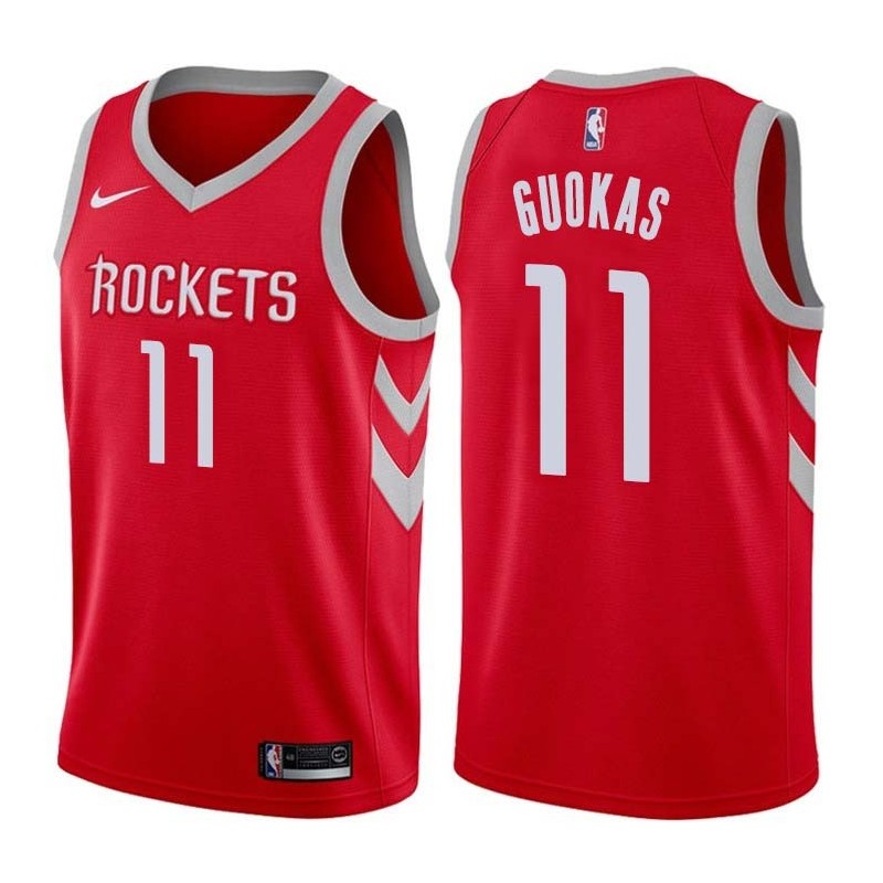 Red Classic Matt Guokas Twill Basketball Jersey -Rockets #11 Guokas Twill Jerseys, FREE SHIPPING