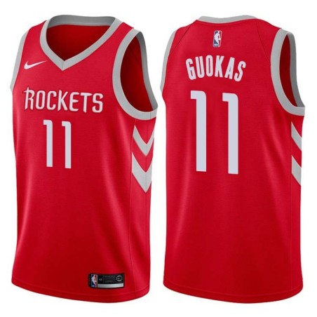 Red Classic Matt Guokas Twill Basketball Jersey -Rockets #11 Guokas Twill Jerseys, FREE SHIPPING