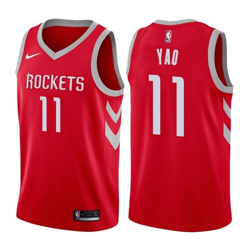 Red Classic Yao Ming Twill Basketball Jersey -Rockets #11 Yao Twill Jerseys, FREE SHIPPING