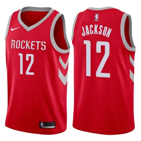 Red Classic Jaren Jackson Twill Basketball Jersey -Rockets #12 Jackson Twill Jerseys, FREE SHIPPING