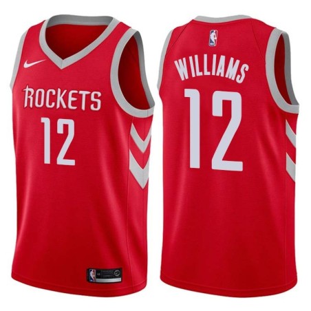 Red Classic Lou Williams Twill Basketball Jersey -Rockets #12 Williams Twill Jerseys, FREE SHIPPING