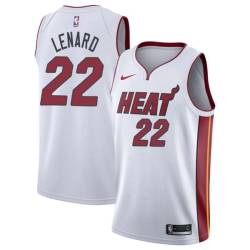 White Voshon Lenard Twill Basketball Jersey -Heat #22 Lenard Twill Jerseys, FREE SHIPPING