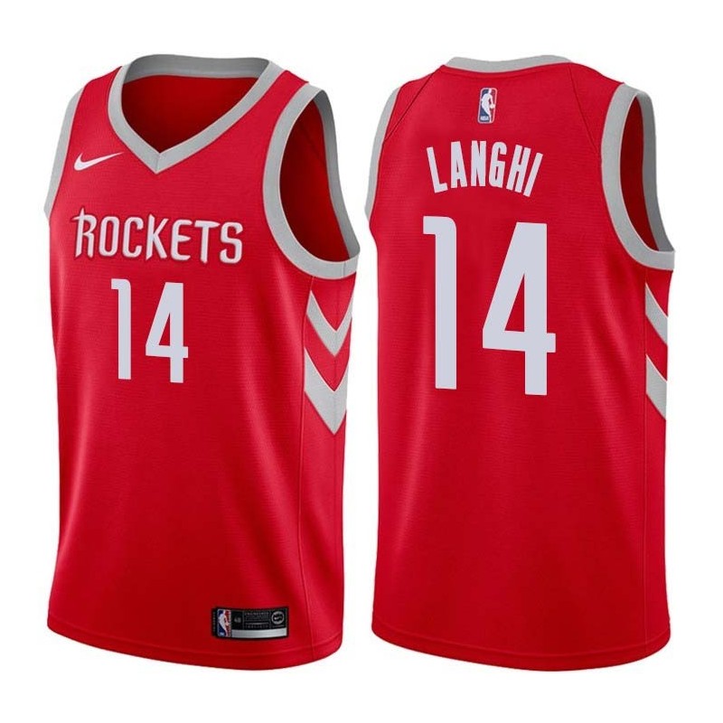 Red Classic Dan Langhi Twill Basketball Jersey -Rockets #14 Langhi Twill Jerseys, FREE SHIPPING