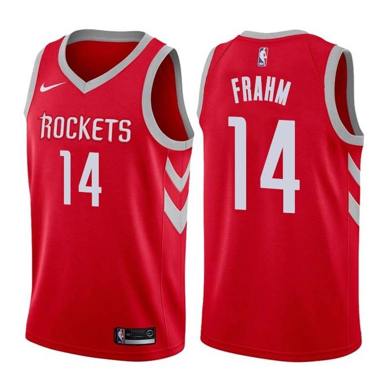 Red Classic Richie Frahm Twill Basketball Jersey -Rockets #14 Frahm Twill Jerseys, FREE SHIPPING