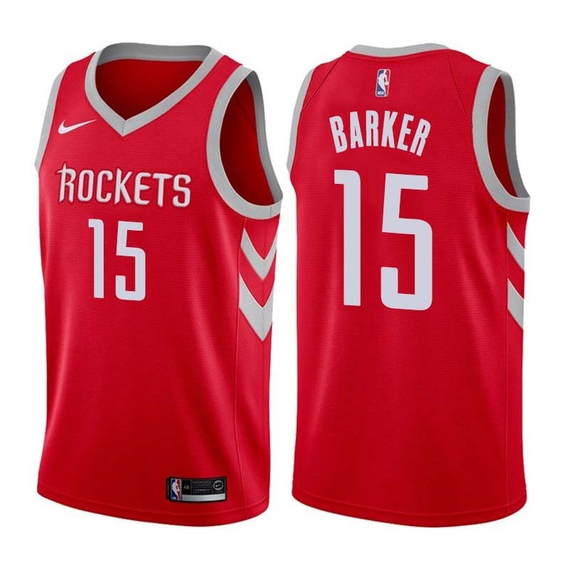 Red Classic Tom Barker Twill Basketball Jersey -Rockets #15 Barker Twill Jerseys, FREE SHIPPING