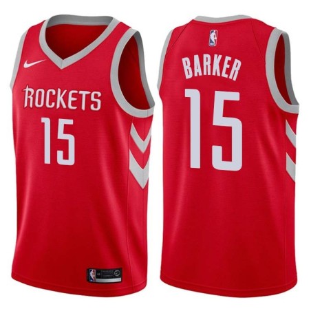 Red Classic Tom Barker Twill Basketball Jersey -Rockets #15 Barker Twill Jerseys, FREE SHIPPING