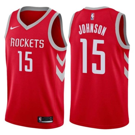 Red Classic Frank Johnson Twill Basketball Jersey -Rockets #15 Johnson Twill Jerseys, FREE SHIPPING