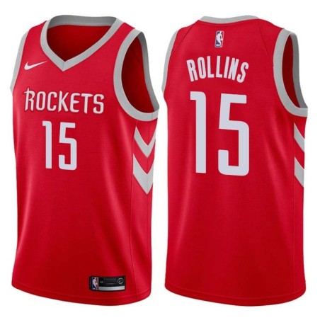 Red Classic Tree Rollins Twill Basketball Jersey -Rockets #15 Rollins Twill Jerseys, FREE SHIPPING