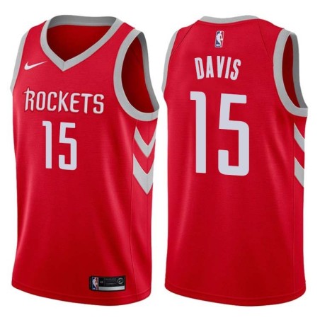 Red Classic Emanual Davis Twill Basketball Jersey -Rockets #15 Davis Twill Jerseys, FREE SHIPPING