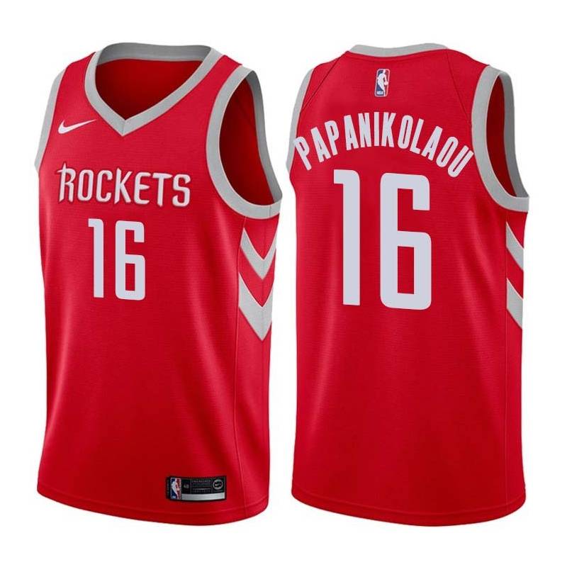 Red Classic Kostas Papanikolaou Twill Basketball Jersey -Rockets #16 Papanikolaou Twill Jerseys, FREE SHIPPING