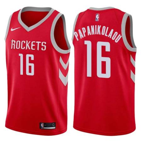 Red Classic Kostas Papanikolaou Twill Basketball Jersey -Rockets #16 Papanikolaou Twill Jerseys, FREE SHIPPING