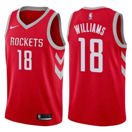 Red Classic Bernie Williams Twill Basketball Jersey -Rockets #18 Williams Twill Jerseys, FREE SHIPPING