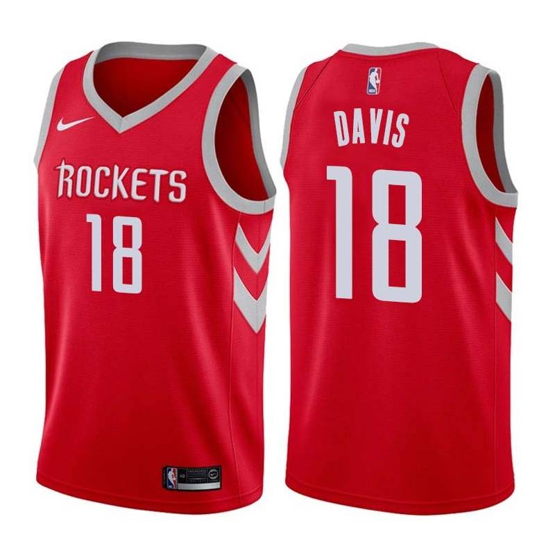 Red Classic Josh Davis Twill Basketball Jersey -Rockets #18 Davis Twill Jerseys, FREE SHIPPING