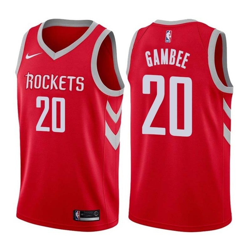 Red Classic Dave Gambee Twill Basketball Jersey -Rockets #20 Gambee Twill Jerseys, FREE SHIPPING