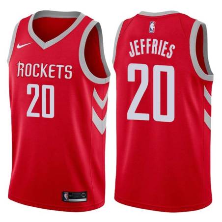 Red Classic Jared Jeffries Twill Basketball Jersey -Rockets #20 Jeffries Twill Jerseys, FREE SHIPPING