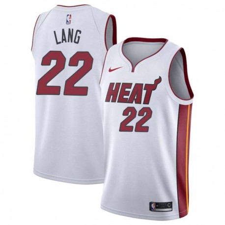 White Antonio Lang Twill Basketball Jersey -Heat #22 Lang Twill Jerseys, FREE SHIPPING