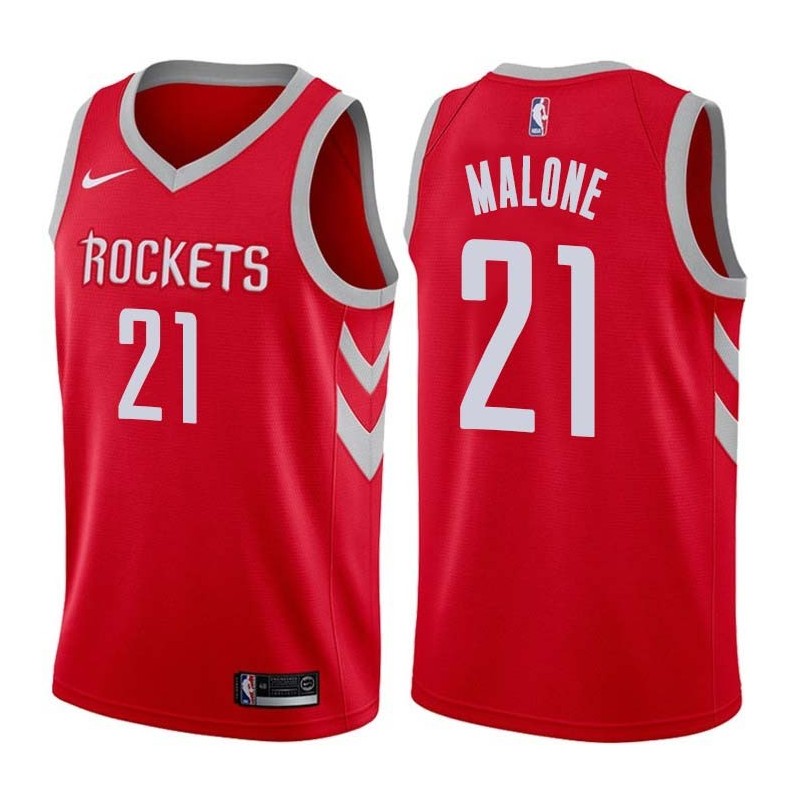 Red Classic Moses Malone Twill Basketball Jersey -Rockets #21 Malone Twill Jerseys, FREE SHIPPING