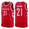 Red Classic Moses Malone Twill Basketball Jersey -Rockets #21 Malone Twill Jerseys, FREE SHIPPING