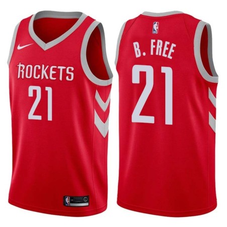 Red Classic World B. Free Twill Basketball Jersey -Rockets #21 Free Twill Jerseys, FREE SHIPPING