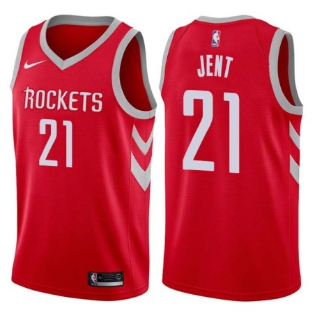 Red Classic Chris Jent Twill Basketball Jersey -Rockets #21 Jent Twill Jerseys, FREE SHIPPING