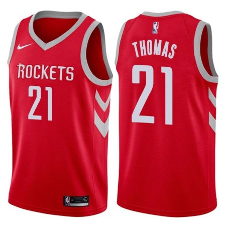 Red Classic Kenny Thomas Twill Basketball Jersey -Rockets #21 Thomas Twill Jerseys, FREE SHIPPING