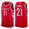 Red Classic Josh Powell Twill Basketball Jersey -Rockets #21 Powell Twill Jerseys, FREE SHIPPING