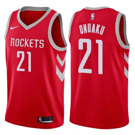 Red Classic Chinanu Onuaku Twill Basketball Jersey -Rockets #21 Onuaku Twill Jerseys, FREE SHIPPING