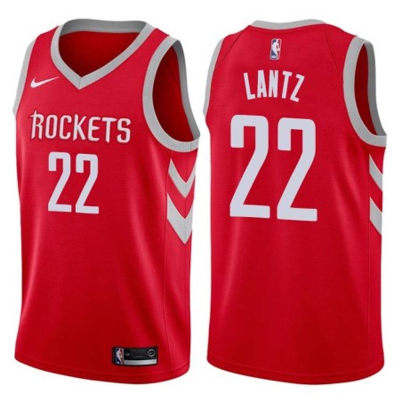 Red Classic Stu Lantz Twill Basketball Jersey -Rockets #22 Lantz Twill Jerseys, FREE SHIPPING