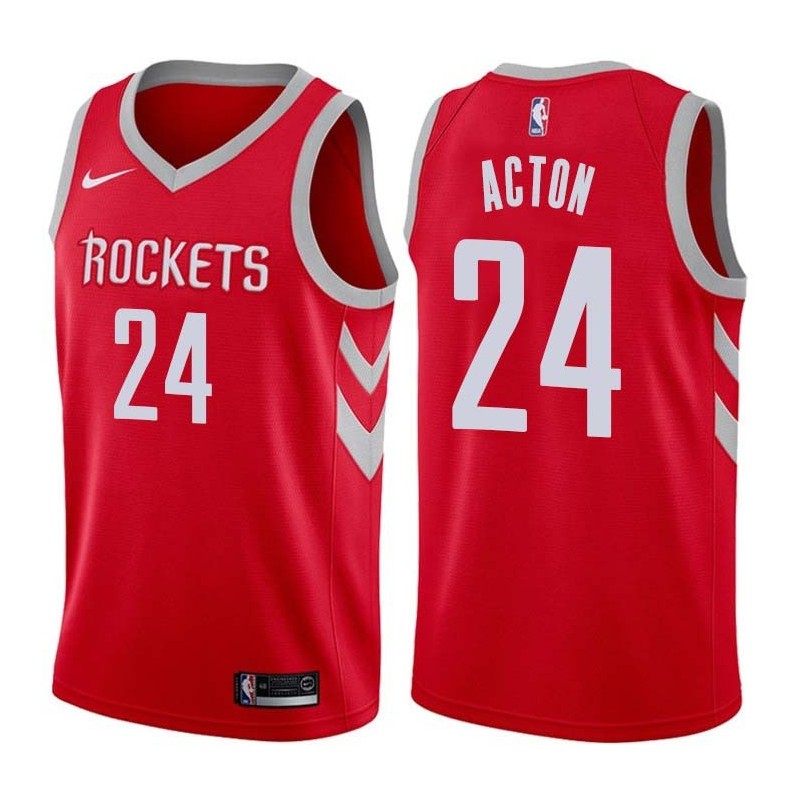 Red Classic Bud Acton Twill Basketball Jersey -Rockets #24 Acton Twill Jerseys, FREE SHIPPING