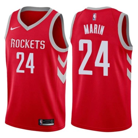 Red Classic Jack Marin Twill Basketball Jersey -Rockets #24 Marin Twill Jerseys, FREE SHIPPING