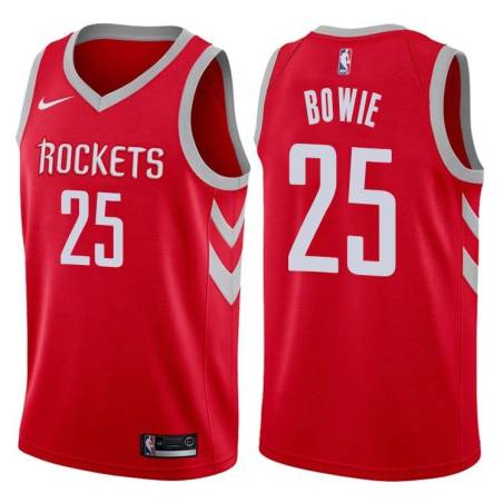 Red Classic Anthony Bowie Twill Basketball Jersey -Rockets #25 Bowie Twill Jerseys, FREE SHIPPING