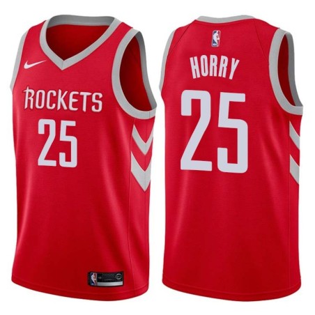 Red Classic Robert Horry Twill Basketball Jersey -Rockets #25 Horry Twill Jerseys, FREE SHIPPING