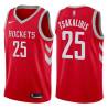 Red Classic Jake Tsakalidis Twill Basketball Jersey -Rockets #25 Tsakalidis Twill Jerseys, FREE SHIPPING