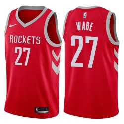 Red Classic Jim Ware Twill Basketball Jersey -Rockets #27 Ware Twill Jerseys, FREE SHIPPING