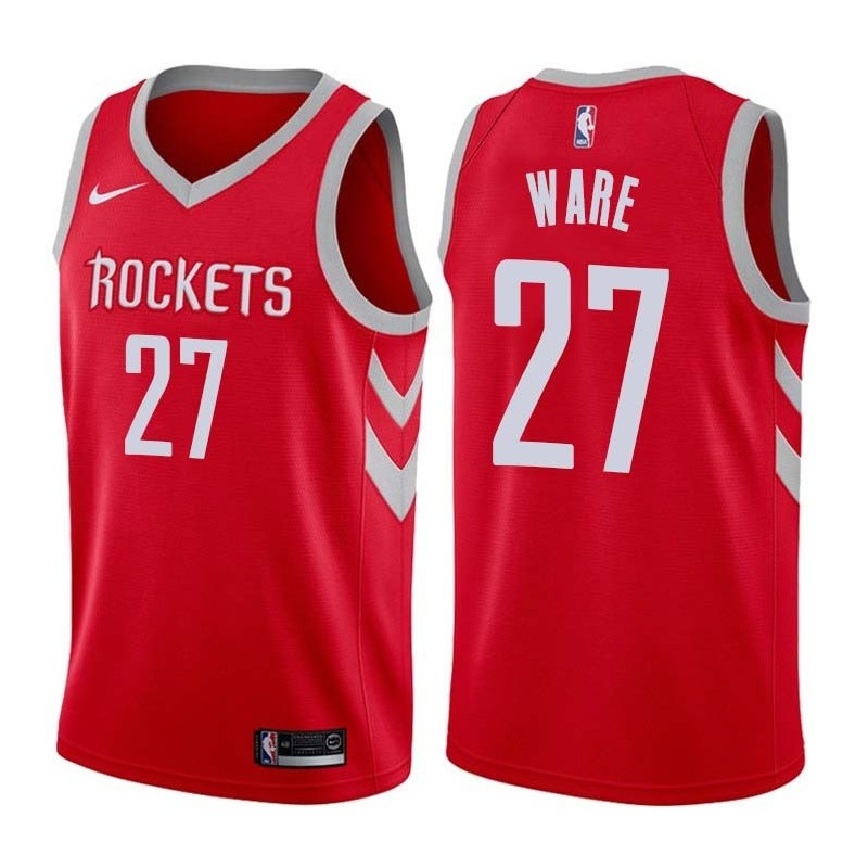 Red Classic Jim Ware Twill Basketball Jersey -Rockets #27 Ware Twill Jerseys, FREE SHIPPING