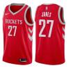 Red Classic Caldwell Jones Twill Basketball Jersey -Rockets #27 Jones Twill Jerseys, FREE SHIPPING