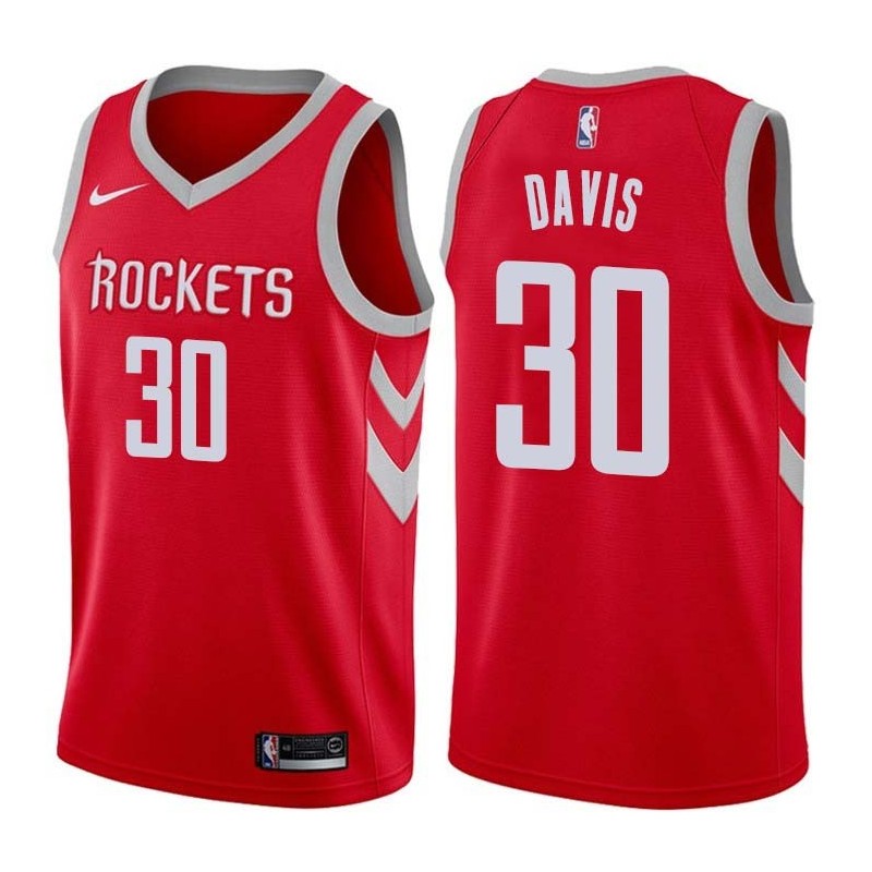 Red Classic Jim Davis Twill Basketball Jersey -Rockets #30 Davis Twill Jerseys, FREE SHIPPING