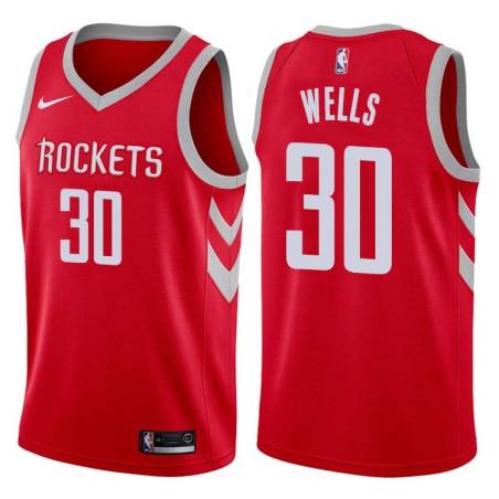 Red Classic Owen Wells Twill Basketball Jersey -Rockets #30 Wells Twill Jerseys, FREE SHIPPING