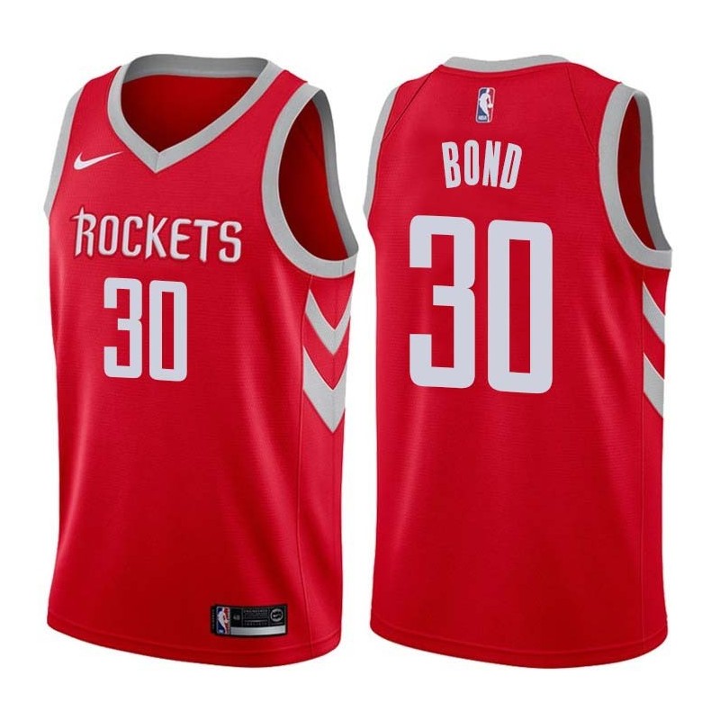 Red Classic Phil Bond Twill Basketball Jersey -Rockets #30 Bond Twill Jerseys, FREE SHIPPING