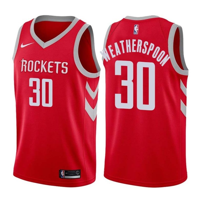 Red Classic Clarence Weatherspoon Twill Basketball Jersey -Rockets #30 Weatherspoon Twill Jerseys, FREE SHIPPING