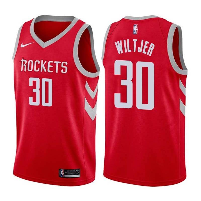 Red Classic Kyle Wiltjer Twill Basketball Jersey -Rockets #30 Wiltjer Twill Jerseys, FREE SHIPPING