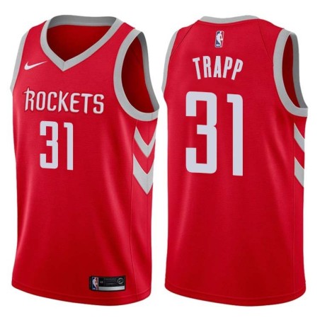 Red Classic John Trapp Twill Basketball Jersey -Rockets #31 Trapp Twill Jerseys, FREE SHIPPING